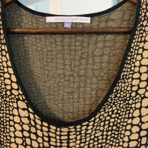 Luxe by Carmen Marc Valvo, Reptile Print Knit Fit & Flare Sweater Dress, Size L - Picture 7 of 8